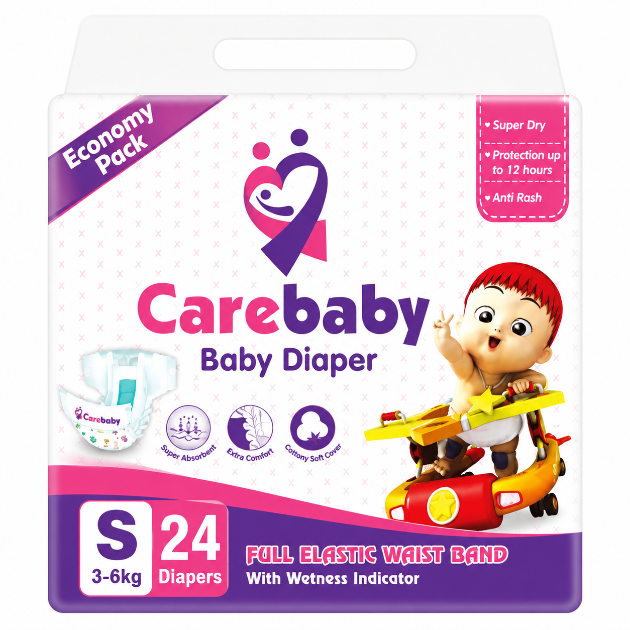 Carebaby Diapers Small | Size 2 | 24 Pcs