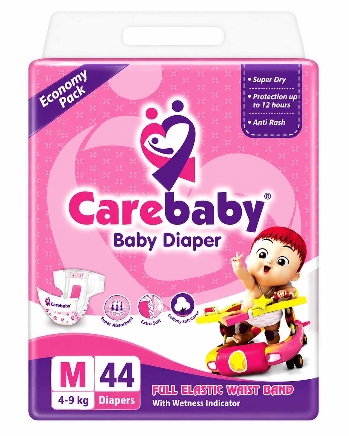 Carebaby Diapers Medium | Size 3 | 44 Pcs