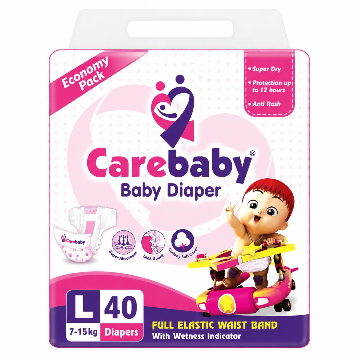 Carebaby Diapers Large | Size 4 | 40 Pcs