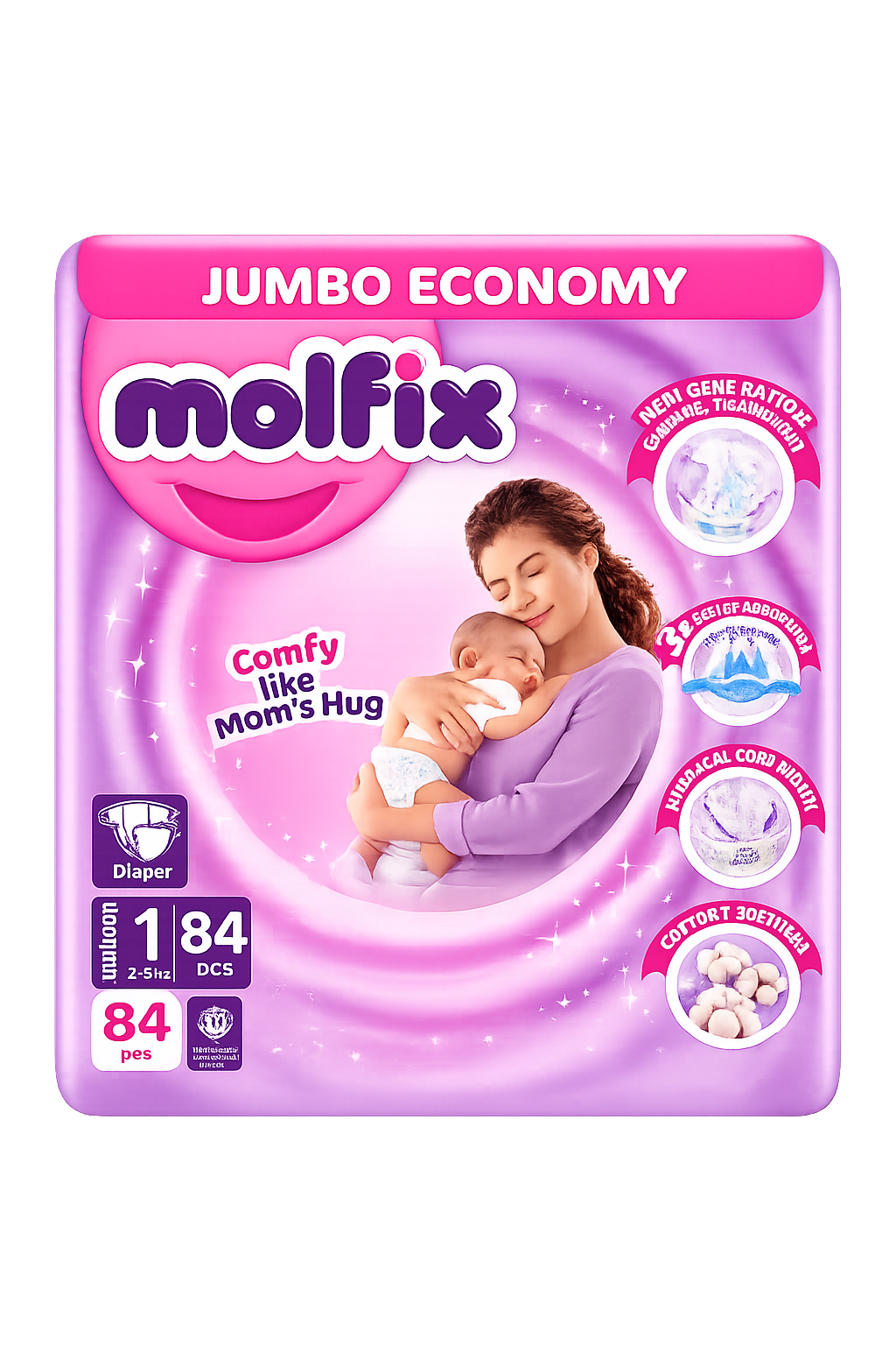 Molfix Diapers New Born | Size 1 | 84 Pcs