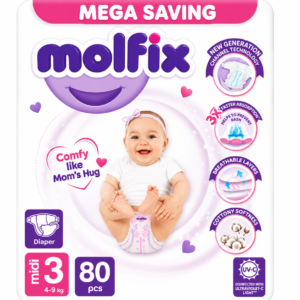 Molfix Diapers Medium | Size 3 | 80 Pcs