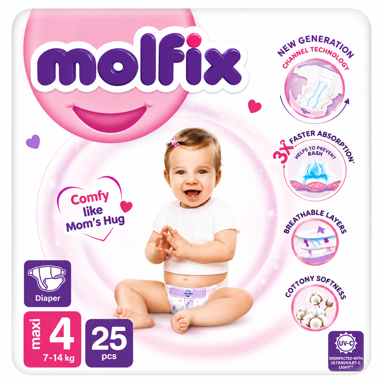 Molfix Diapers Large | Size 4 | 25 Pcs