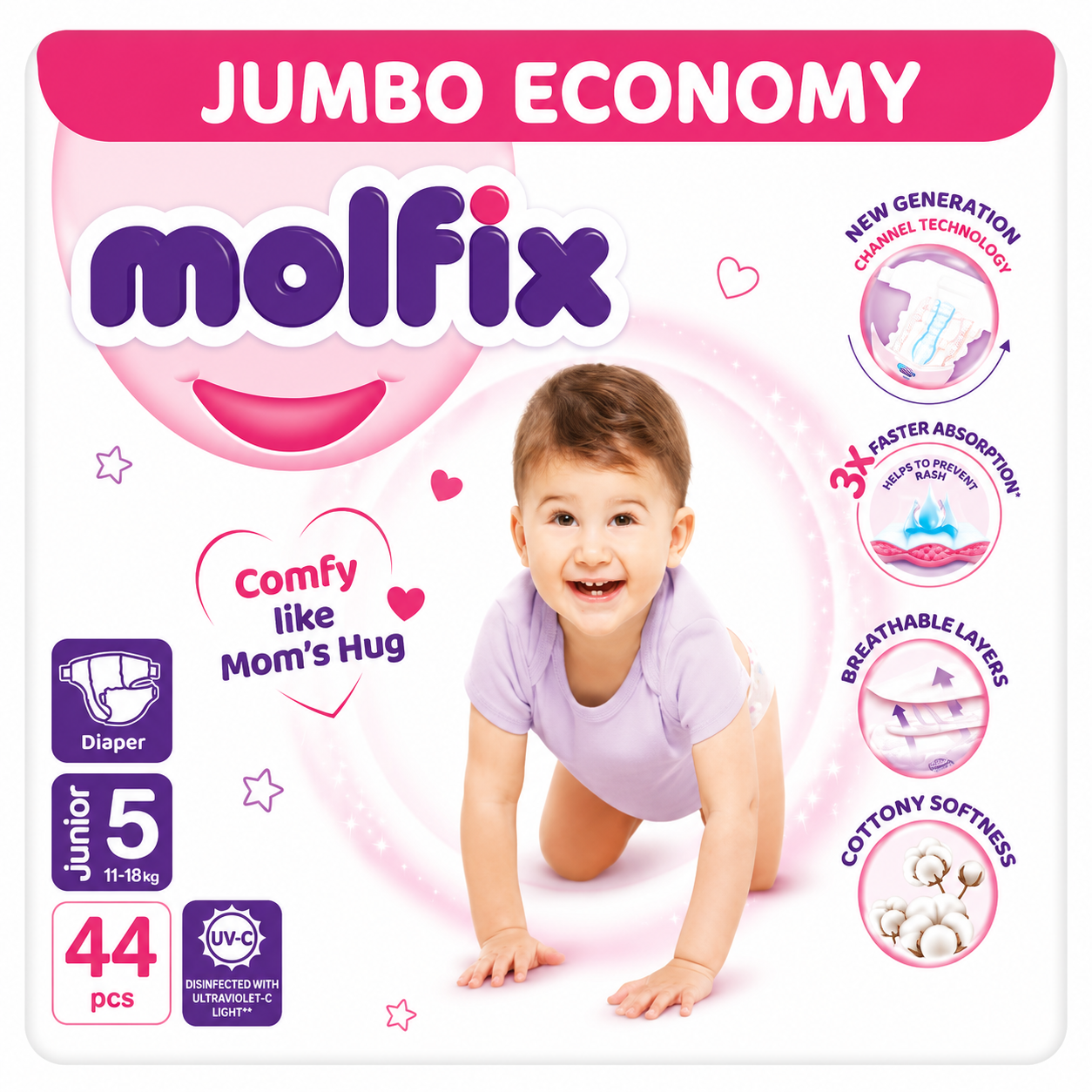 Molfix Diapers XL | Size 5 | 44 Pcs