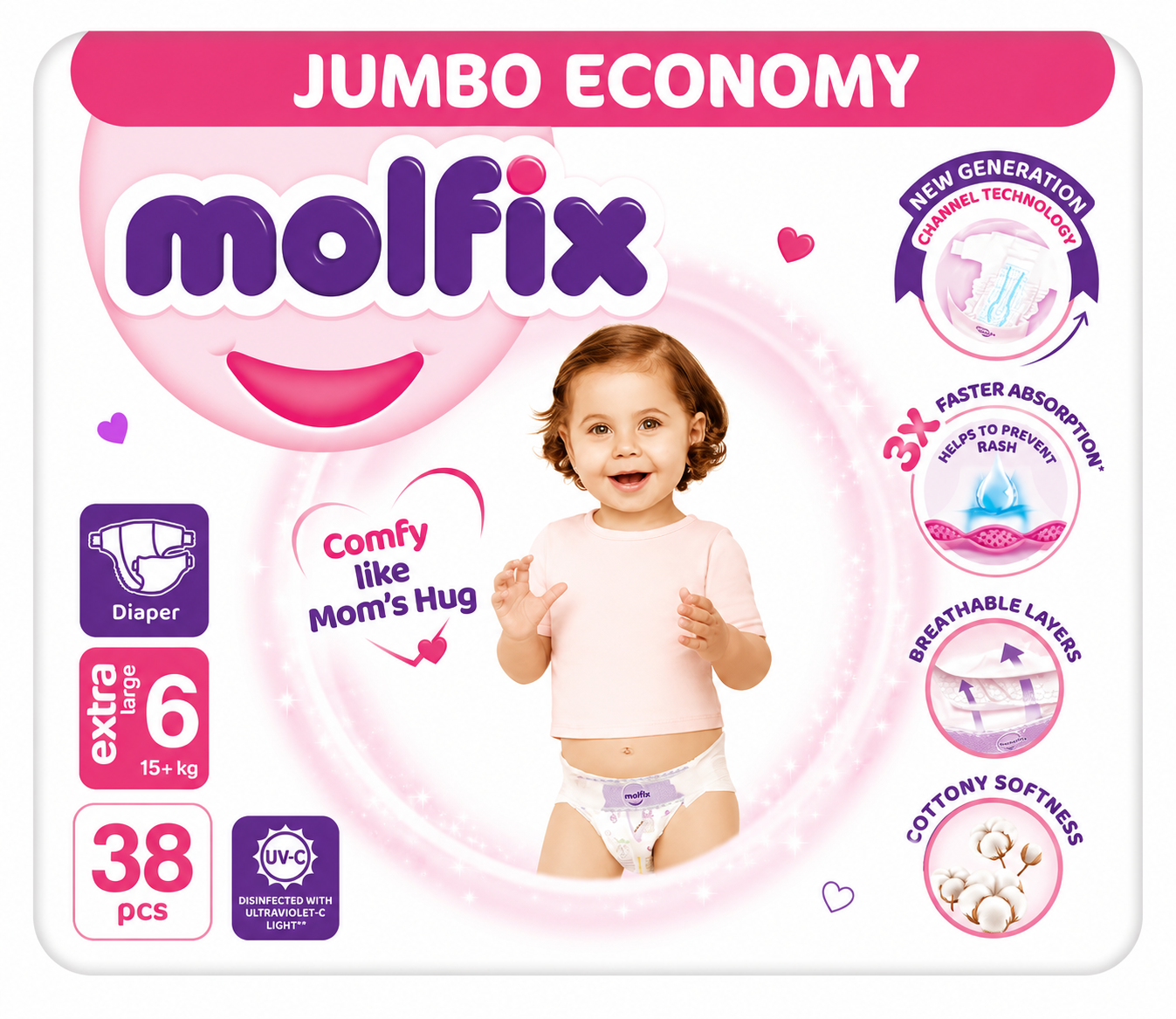 Molfix Diapers XXL | Size 6 | 38 Pcs