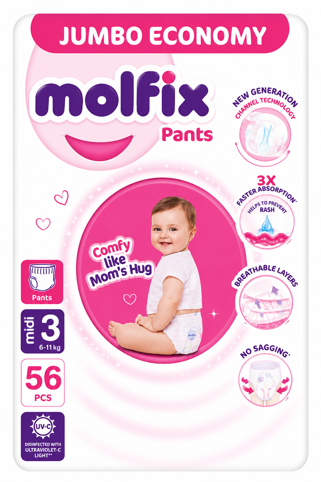 Molfix Pants Medium | Size 3 | 56 Pcs