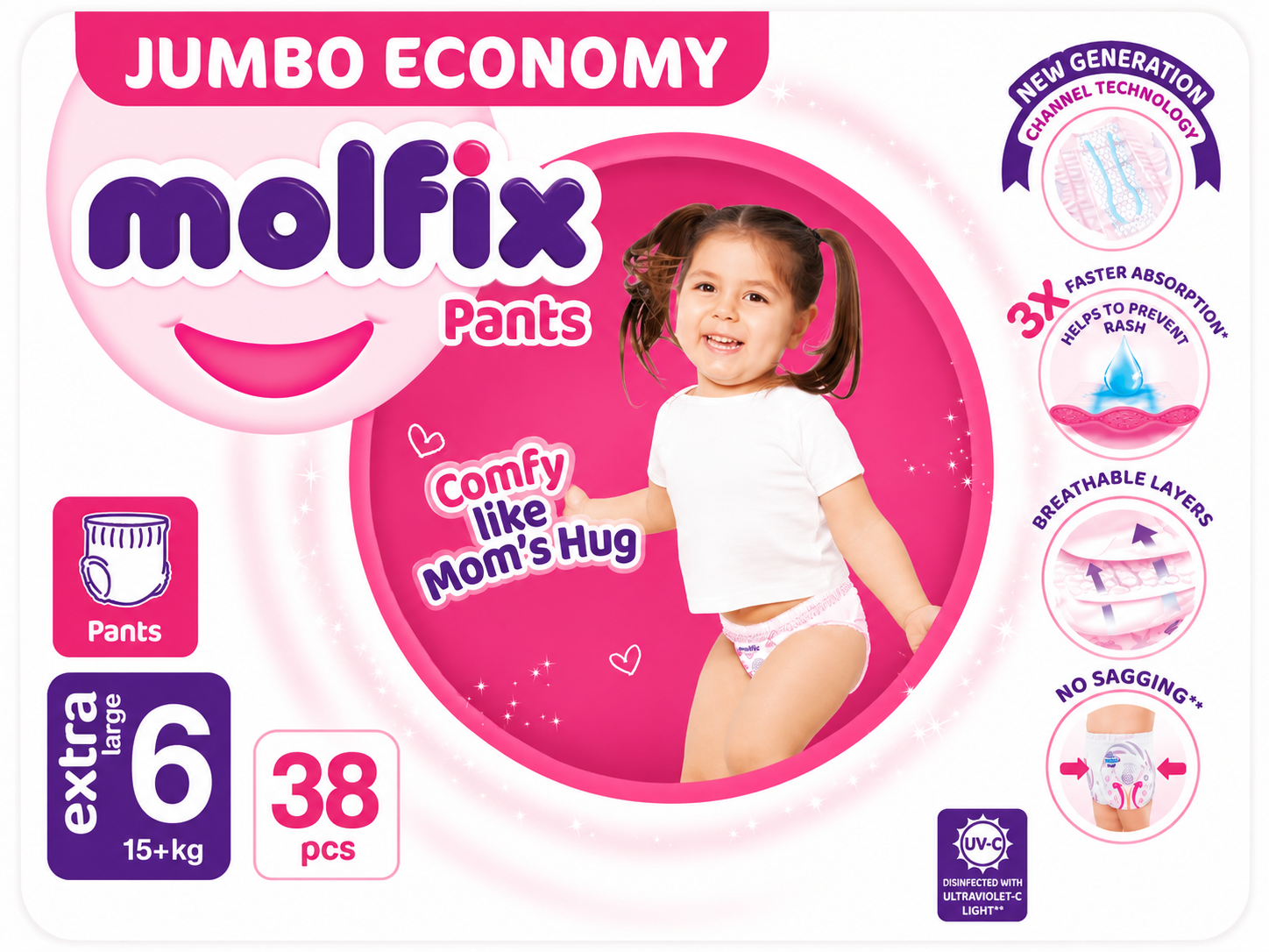 Molfix Pants XL | Size 6 | 38 Pcs