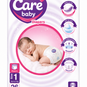 Carebaby Diapers Newborn | Size 1 | 26 Pcs