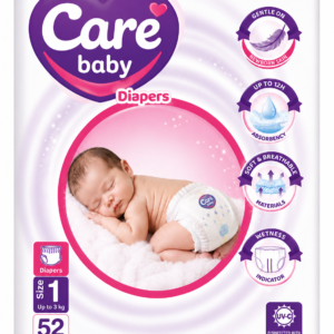 Carebaby Diapers Newborn | Size 1 | 52 Pcs