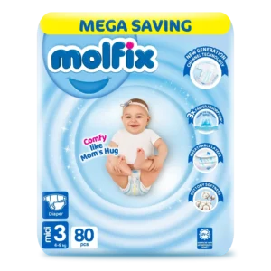 Molfix Diapers Medium | Size 3 | 80 Pcs